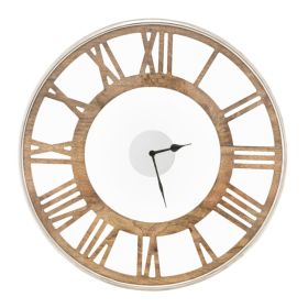 Natural Wood 16-inch Classic Farmhouse Roman Numerals Wall Clock Natural Wood 16-inch Classic Farmhouse Roman Numerals Wall Clock