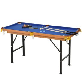 55'' Portable Folding Billiards Table Game Pool Table for Kids Adults With Cues, Ball, Rack, Brush, Chalk 55'' Portable Folding Billiards Table Game Pool Table for Kids Adults With Cues, Ball, Rack, Brush, Chalk