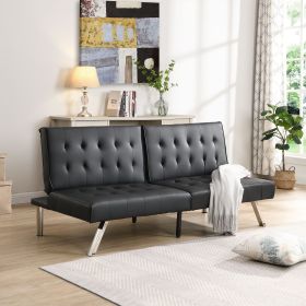 sofa bed, Stainless steel chair leg, PVC, black sofa bed, Stainless steel chair leg, PVC, black